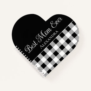 Carnet Meilleure maman jamais Buffalo Plaid noir blanc ta