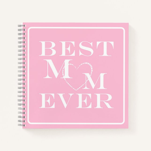 Carnet "Meilleure maman jamais" Élégant, mignon coeur bla (Devant)