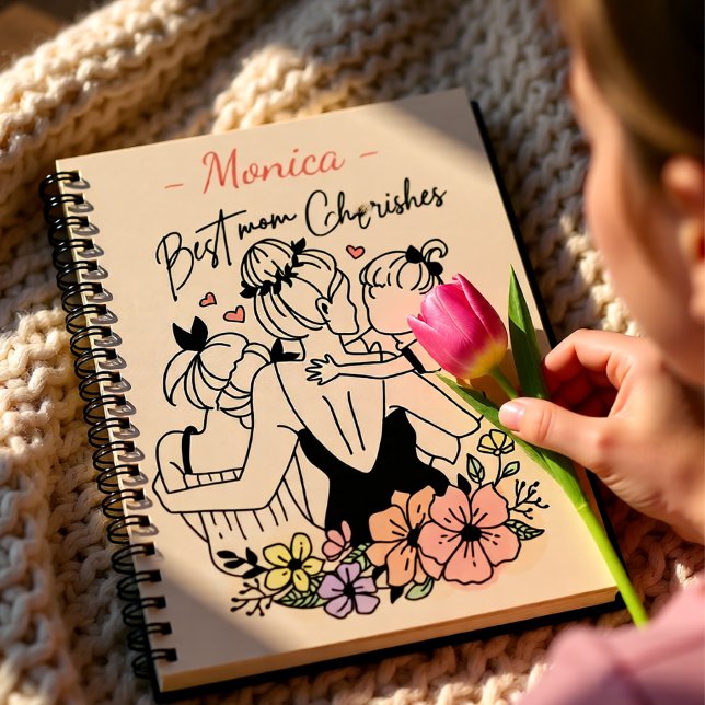Carnet Meilleure maman que jamais maman, enfants et fleur (Best Mom Ever Mother and Children Floral Notebook)