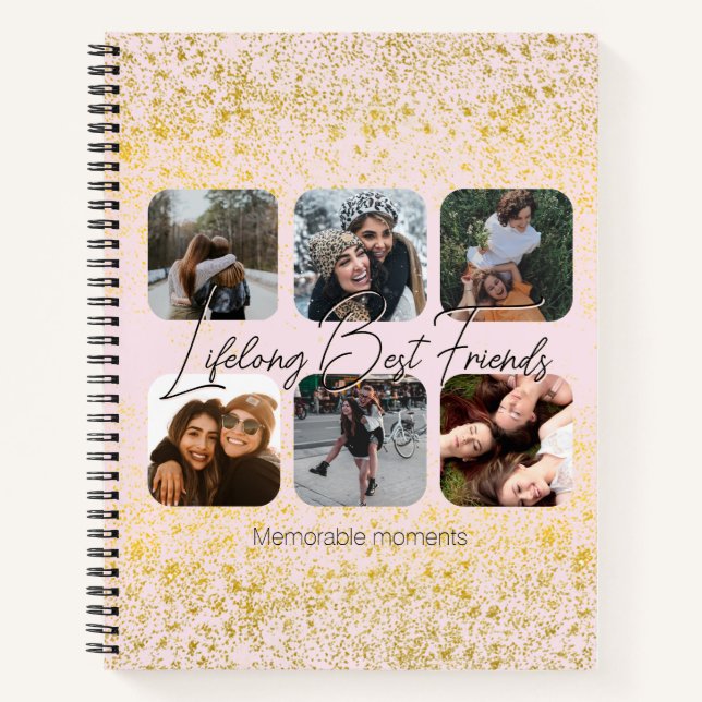 Carnet Meilleurs amis Pink Blush & Gold Sparkings (Devant)