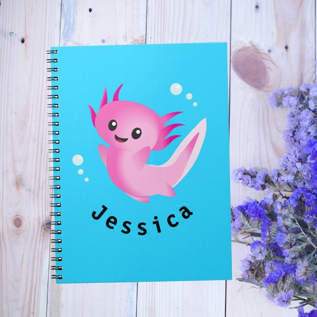 Carnet Mélange bulle rose Axolotl avec nom (Créateur téléchargé)