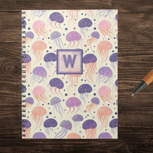 Carnet Mélange de méduse pastel violet et monogramme oran