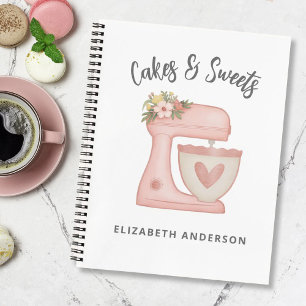 Carnet Mélangeur de gâteau de pâtisserie floral rose mign