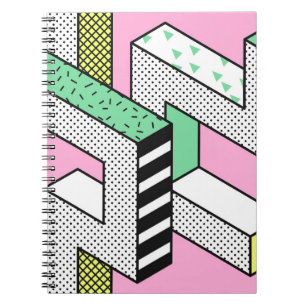 Carnet Memphis Abstrait : formes géométriques des années 