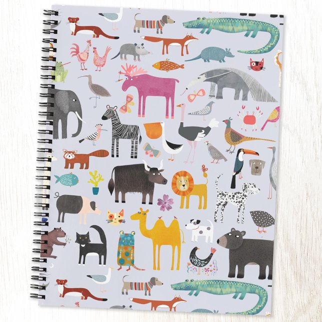 Carnet Ménagerie animale (Animal menagerie pattern custom notebook)