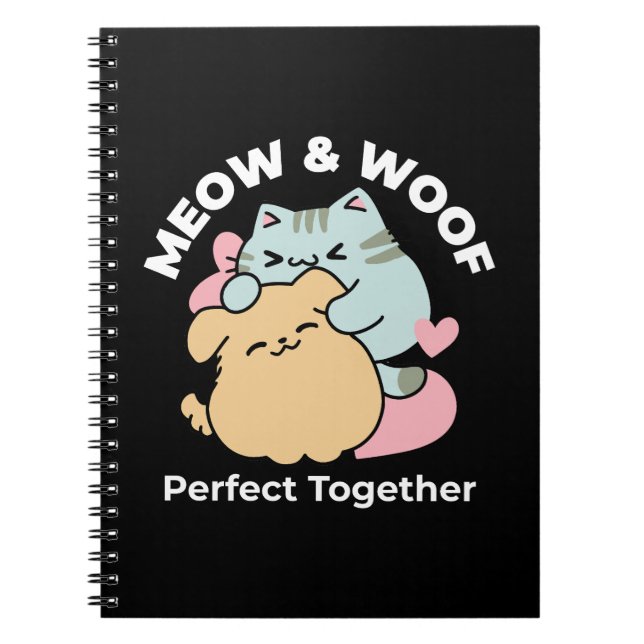 Carnet Meow & Woof Perfect Together - Cute Cat and Dog (Devant)