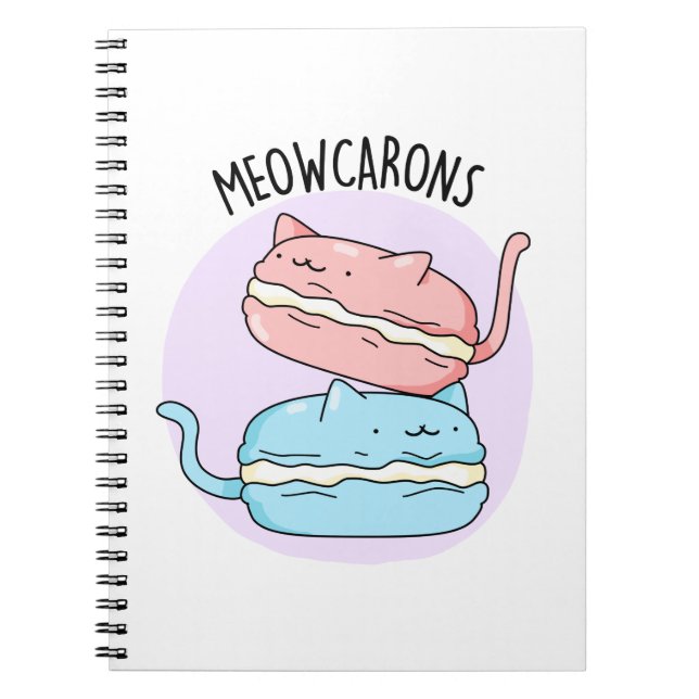 Carnet Meowcarons Macaron Drôle Pun (Devant)