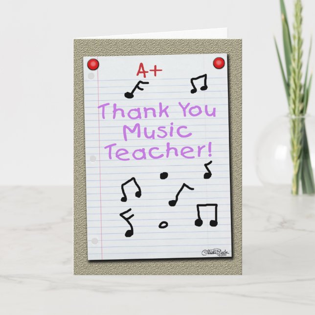 Carnet Merci de papier professeur de musique (Devant)