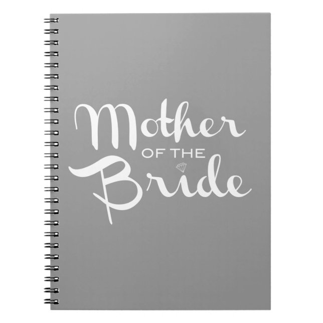 Carnet Mère de mariée Script rétro blanc sur gris (Devant)