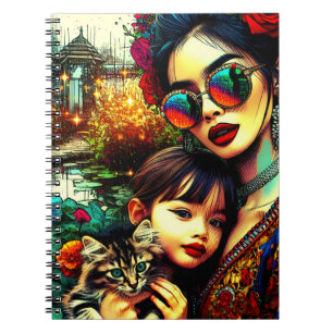 Carnet Mère et fille d'art coloré Jardin de fleurs asiati