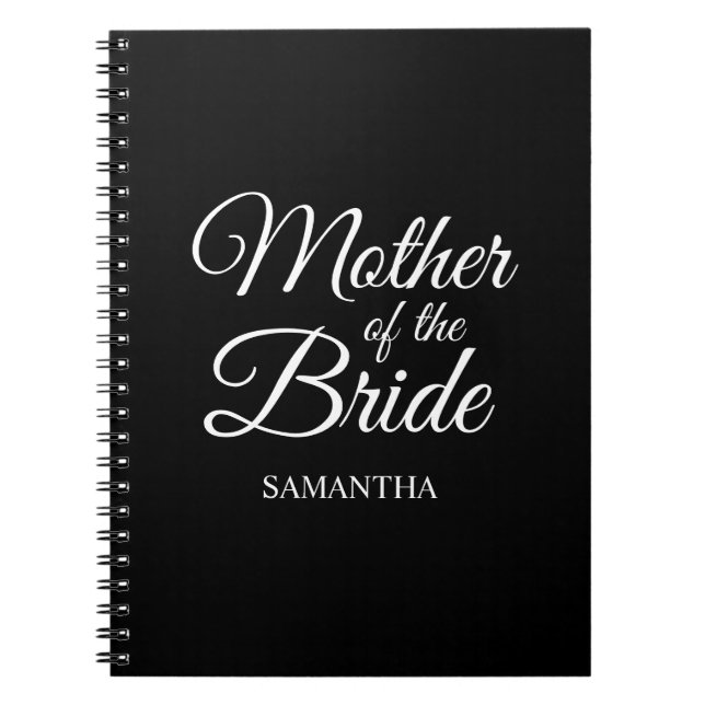 Carnet Mère personnalisée de la mariée Noir et Blanc (Devant)