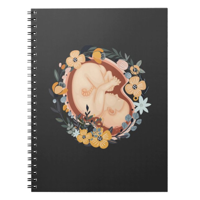 Carnet Mère sage-femme enceinte du bébé de fleurs (Devant)