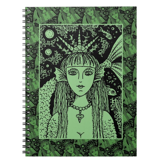 CARNET MERMAID GOTHIQUE, SIREN DE MER NOIRE IMAGINAIRE WH (Devant)