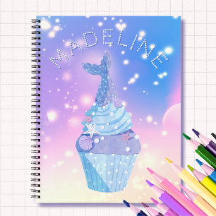 Carnet Mermaid Tail Cupcake Pastel Pink Blue Personnalisé