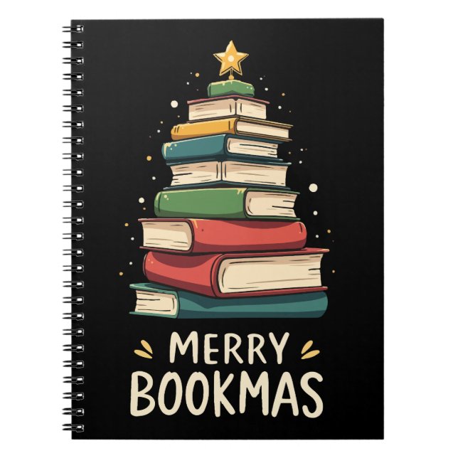 Carnet Merry Bookmas - Festive Book Stack for Book Lovers (Devant)