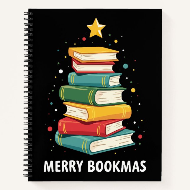 Carnet Merry Bookmas - Festive Book Stack for Book Lovers (Devant)