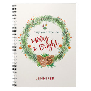 Carnet Merry & Bright Christmas Wreath