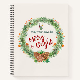 Carnet Merry & Bright Christmas Wreath