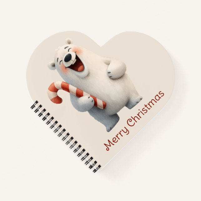 Carnet Merry Christmas Cute Polar Bear Design (Devant)