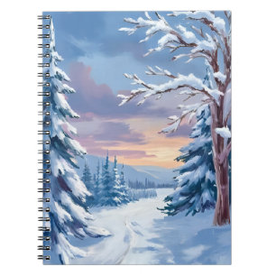 Carnet Merveilleux Paysage Hivernal Peinture de Montagn