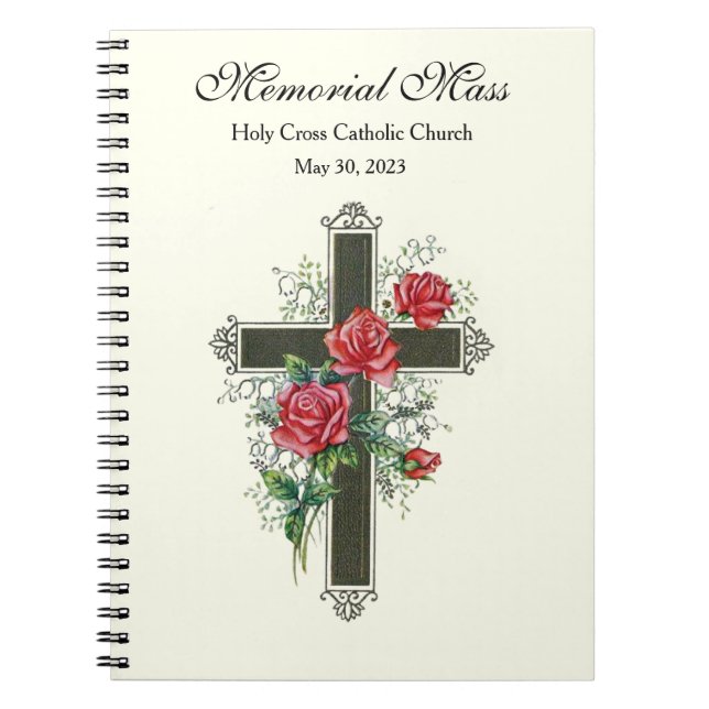 Carnet Messe commémorative avec Croix et Roses rouges (Devant)
