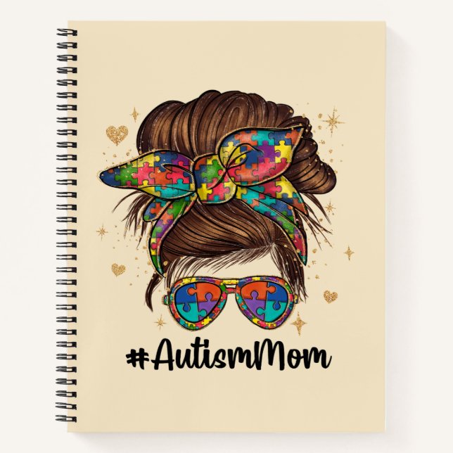 Carnet Messy Bun Fier Autisme Maman (Devant)