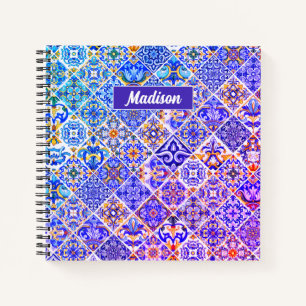 Carnet Mexicaine Sicilienne Méditerranée pourpre carreaux