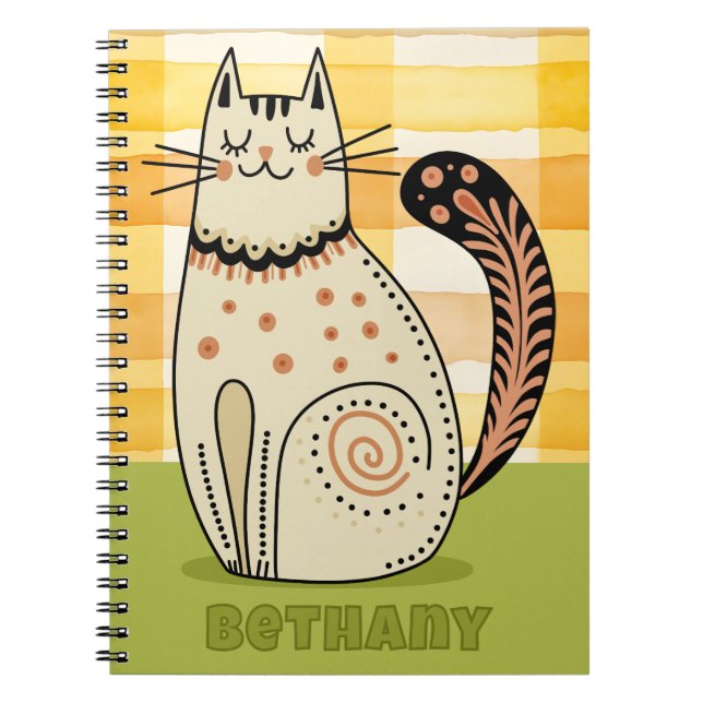 Carnet Mi-siècle Retro Kitty Chat Personnalisé (Devant)