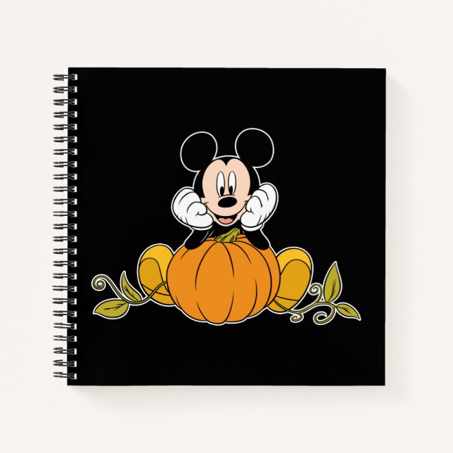 Carnet Mickey Mouse Assis sur une Citrouille (Devant)
