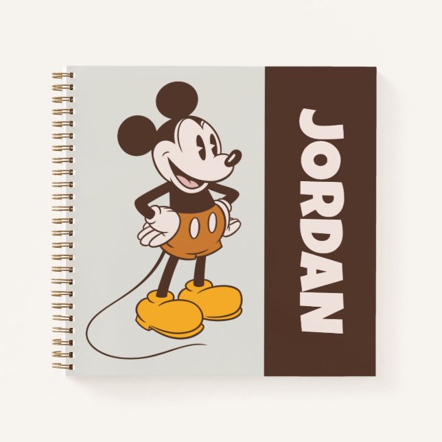 Carnet Mickey Mouse | Mickey Vintage | Ajouter Votre Nom (Devant)