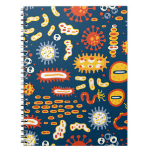 Carnet Microorganismes Bleu foncé : Motif de biologie