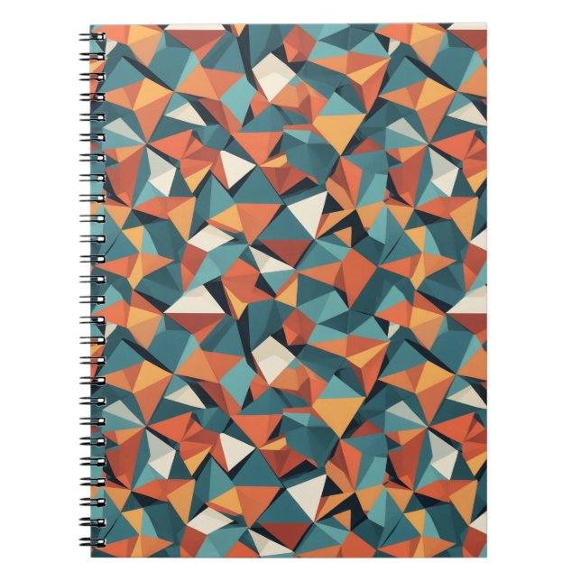 Carnet Mid-Century Geometric Teal & Orange Pattern (Devant)