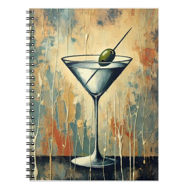 Carnet Mid Century Mixed Media Martini Art (Devant)