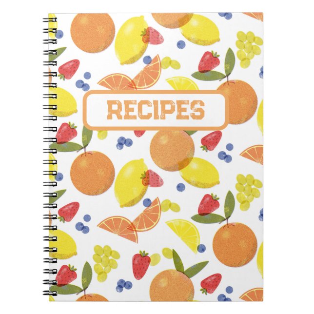 Carnet Mid Mod Grungy Risograph Fruit Recipe (Devant)