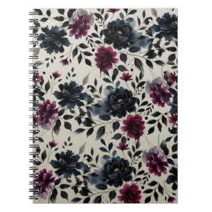 Carnet Midnight Blue Bourgogne Inky Floral Almond Mariage
