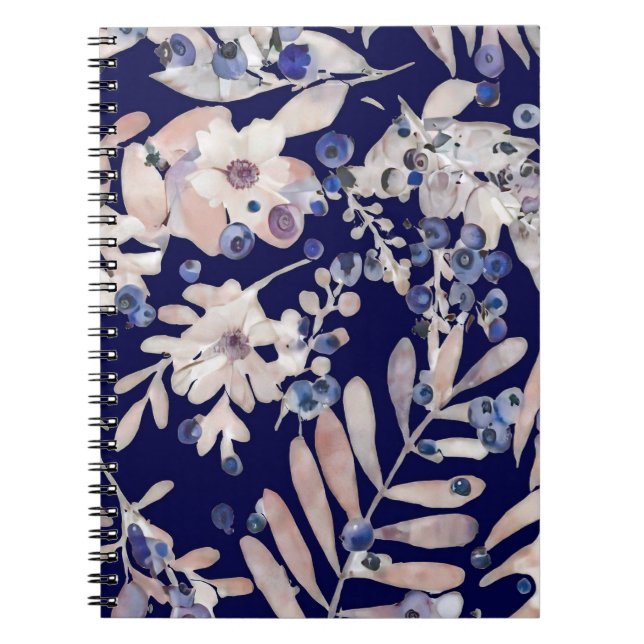 Carnet Midnight Indigo Eucalyptus & Blueberry Botanical (Devant)