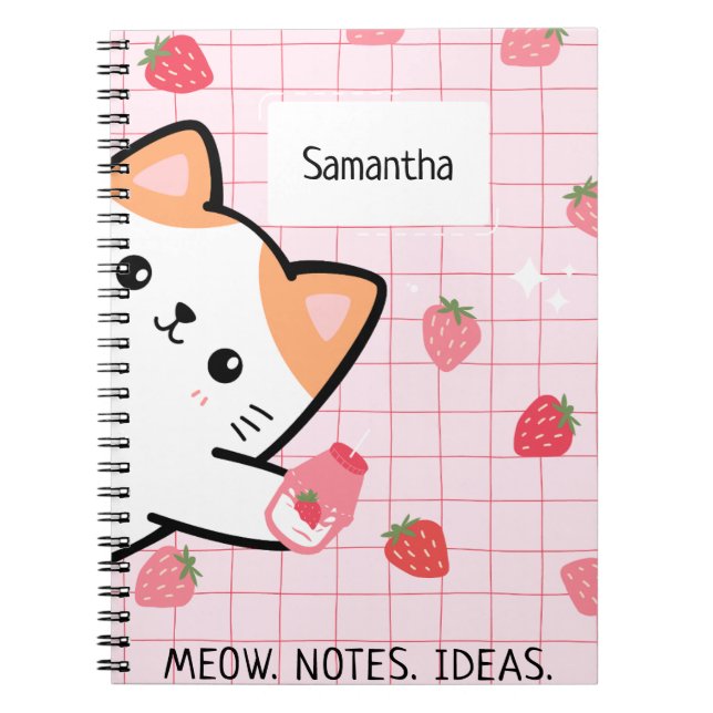 Carnet mignon aux fraises Kitty (Devant)