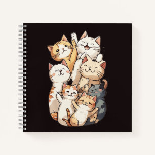 Carnet mignon dessin animé photo du groupe de chats