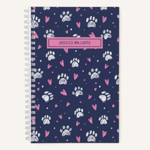 Carnet Mignon motif d'impression de patte de l'animal de 