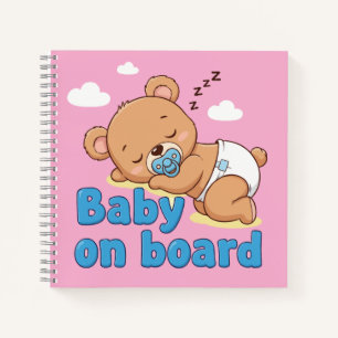 Carnet Mignon Ours en Peluche Endormi Bébé à Bord Dessin 