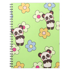 Carnet Mignon Panda & Fleur Motif Kawaii