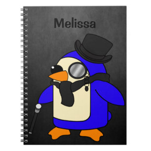 Carnet Mignon pingouin de dessin animé en pierre noire