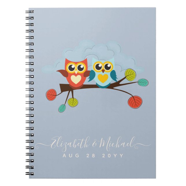 Carnet Mignonette OWLS Mariage à thème Bleu orange (Devant)