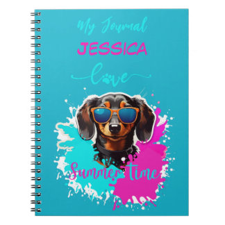 Carnet Mignonne Chien Aimer Temps Été Rose Bleu