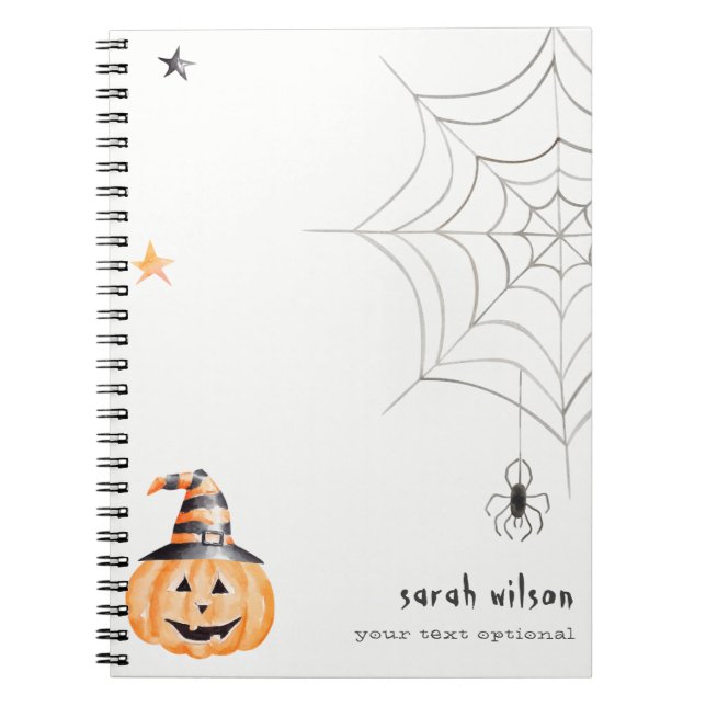Carnet Mignonne Éffrayante Halloween Citrouille Spider We (Devant)