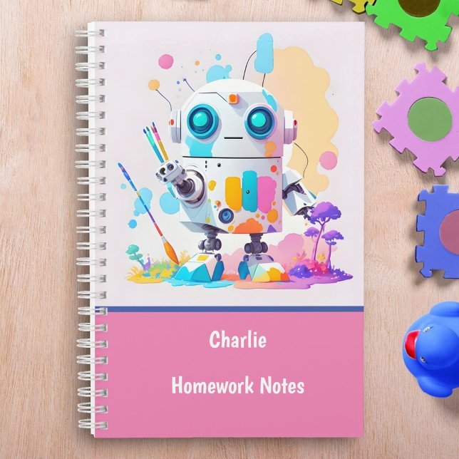 Carnet Mignonne et amusante Robot Paint Splashes School (Créateur téléchargé)