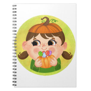 Carnet Mignonne fille en costume d'Halloween Citrouille