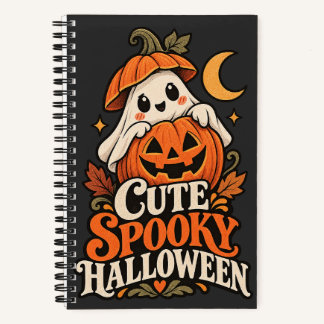 Carnet Mignonne Illustration Rétro de Fantôme d'Halloween