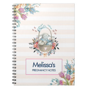 Carnet Mignonne lapin dans un panier avec des oeufs et de