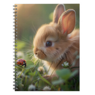 Carnet Mignonne lapin lapin et une coccinelle sur le cham